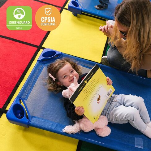 ECR4Kids Stackable Kiddie Cot Fabric, Toddler, Replacement Parts, Replacement Parts, Blue, 6-Pack in Kuwait
