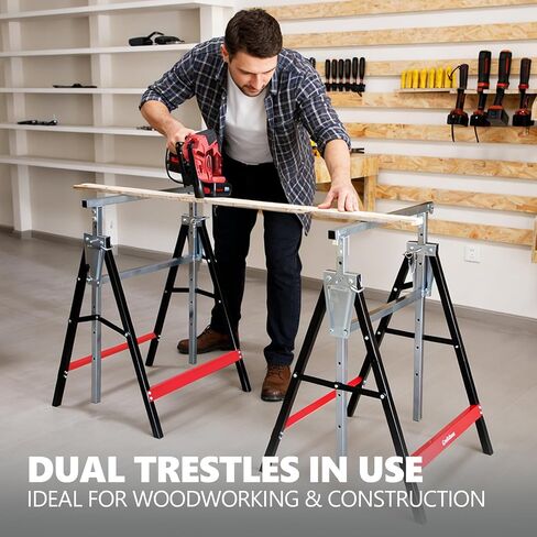 Folding Saw Horses 2 Pack 880lbs Total Capacity Adjustable Height with Non-Slip Feet Portable Work Support for Woodworking and Construction in Kuwait