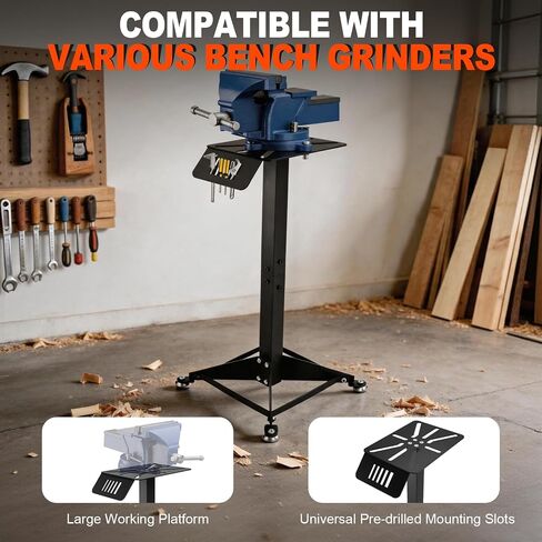 Bench Grinder Stand, 200-pound Weight Capacity,Heavy-Duty Steel Pedestal with Base Plate and Tool Tray, Universal Bench Grinder Mount,Compatible with Bench Grinders, Buffers, Sanders, and Polishers in Kuwait