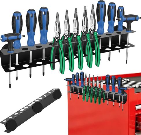 Heavy Duty Magnetic Metal Tool Holder - 18 Holes Screwdriver Organizer for Garage Workshop Sheds Homes Bench & Pegboard, Fits Pliers and Hand Tools Small Tools in Kuwait