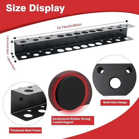 Heavy Duty Magnetic Metal Tool Holder - 18 Holes Screwdriver Organizer for Garage Workshop Sheds Homes Bench & Pegboard, Fits Pliers and Hand Tools Small Tools in Kuwait