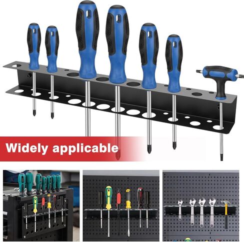 Heavy Duty Magnetic Metal Tool Holder - 18 Holes Screwdriver Organizer for Garage Workshop Sheds Homes Bench & Pegboard, Fits Pliers and Hand Tools Small Tools in Kuwait