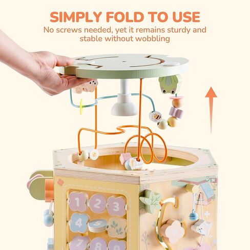 ROBUD 13-in-1 Wooden Activity Cube, Montessori Toys for 1+ Year Old Boys & Girls, Multipurpose Educational Sensory Toy for Toddlers, Educational Learning Toys, Fountain Garden Theme in Kuwait