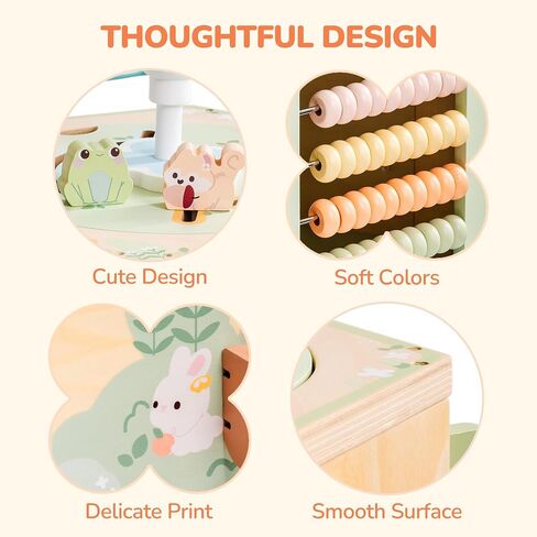 ROBUD 13-in-1 Wooden Activity Cube, Montessori Toys for 1+ Year Old Boys & Girls, Multipurpose Educational Sensory Toy for Toddlers, Educational Learning Toys, Fountain Garden Theme in Kuwait