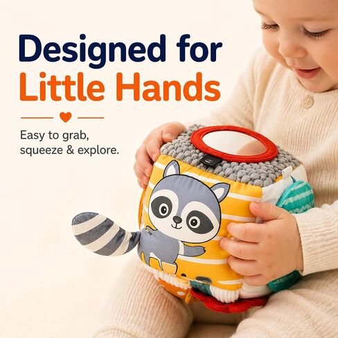Baby Activity Cube Toy 8-in-1 for Babies 6-12 Months | Montessori Sensory Cube with Mirror, Teether, Crinkle Textures & Fine Motor Activities | Soft Busy Cube Toy for Toddler in Kuwait