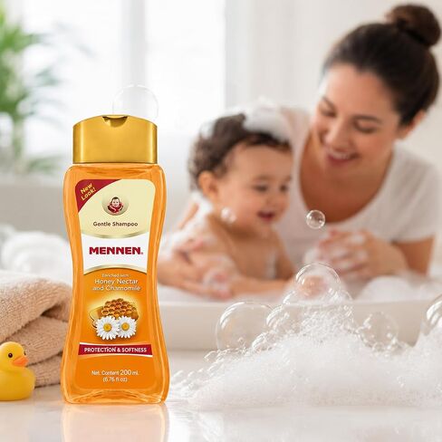 Mennen Gentle Baby Shampoo with Honey Nectar & Chamomile, Tear-Free Gentle Shampoo for Babies & Kids, Softness & Protection Formula, Daily Hair Care for Delicate Hair, 200 mL / 6.76 fl oz in Kuwait