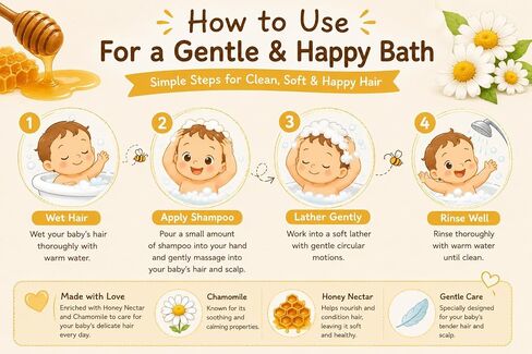 Mennen Gentle Baby Shampoo with Honey Nectar & Chamomile, Tear-Free Gentle Shampoo for Babies & Kids, Softness & Protection Formula, Daily Hair Care for Delicate Hair, 200 mL / 6.76 fl oz in Kuwait