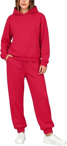 Sweatsuits for Women Hooded Jogger Lounge Set | Hooded Drawstring Top Elastic Waist Sweatpants Set,Athletic Lounge Outfits in Kuwait