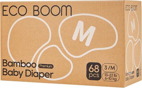 ECO BOOM Diapers, Viscose from Bamboo Diapers, Natural Soft Disposable Nappies for Infant, Size 4 Suitable for 20 to 31lb (Large - 60 Count) in Kuwait