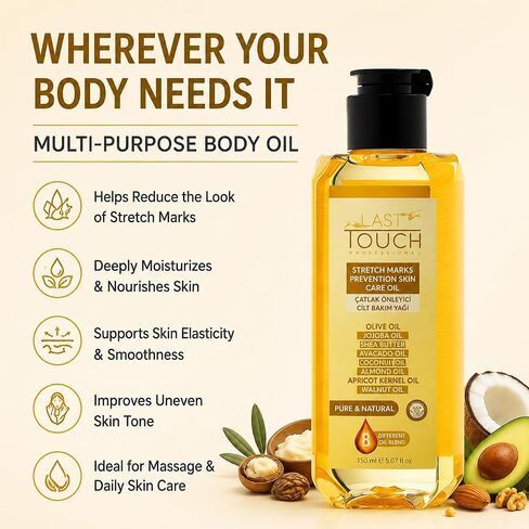 Stretch Mark Body Oil for Pregnancy & Scars – Deep Moisturizing Natural Oil for Belly, Skin Repair & Elasticity – Safe for Pregnancy & Breastfeeding - Romantic & Relaxing - Paraben-Free - 5.07 Fl Oz in Kuwait