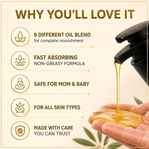 Stretch Mark Body Oil for Pregnancy & Scars – Deep Moisturizing Natural Oil for Belly, Skin Repair & Elasticity – Safe for Pregnancy & Breastfeeding - Romantic & Relaxing - Paraben-Free - 5.07 Fl Oz in Kuwait