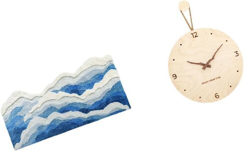 Rug and Minimalist Nordic Wall Clock for Modern Home Decor Gift Non Slip Carpet Nursery Playroom Bedroom Office Entrance in Kuwait