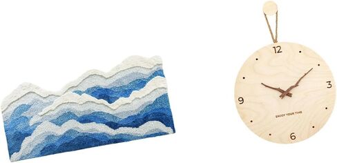 Rug and Minimalist Nordic Wall Clock for Modern Home Decor Gift Non Slip Carpet Nursery Playroom Bedroom Office Entrance in Kuwait