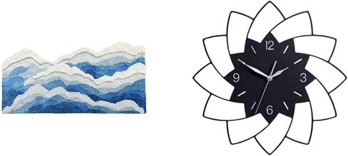 Rug and Flower Shaped Acrylic Wall Clock for Home Decor Gift Non Slip Carpet Nursery Kitchen Entrance Bedroom Playroom Kids Quiet Indoor Simple in Kuwait
