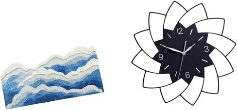 Rug and Flower Shaped Acrylic Wall Clock for Home Decor Gift Non Slip Carpet Nursery Kitchen Entrance Bedroom Playroom Kids Quiet Indoor Simple in Kuwait