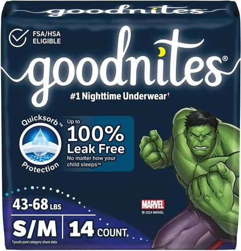 GoodNites Youth Youth Absorbent Underwear Small/Medium 43 to 68 lbs. 41313, 56 Ct in Kuwait