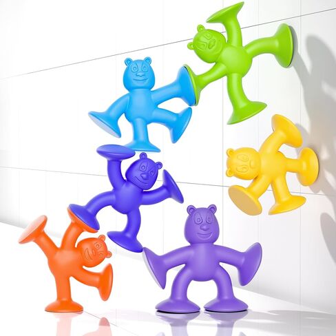 24PCS Suction Cup Toys for Toddlers 1-3, No-Hole Mold-Free Bath Toys | Silicone Suction Toys for Baby, Sensory Building & Fidget Toys for Kids, Window Tray Travel Toys for Boys Girls in Kuwait