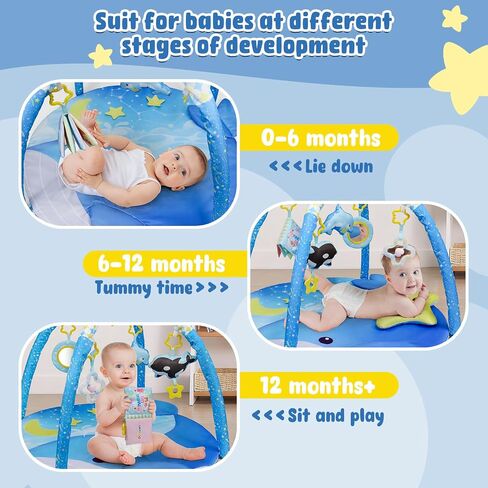 Dr.Rapeti 31x31inch Baby Play Mat, Activity Baby Play Gym with Arch, Playmats & Floor Gyms, Detachable Mirror and Squeaky Soft Set, Thick Non-Toxic Playmats in Kuwait