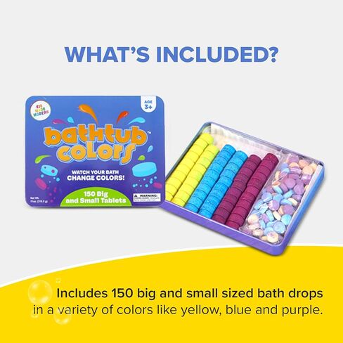 Kid Made Modern Bath Color Tablets for Kids - 150 Counts Non Toxic Bath Drops for Toddlers - Blue, Yellow, Pink, and Purple Bathtub Color Fizzies Tablets - Fun & Mini Bath Bombs (150 Count - Ages 3+) in Kuwait