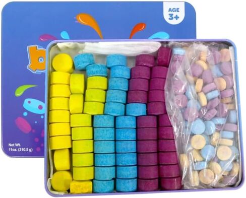 Kid Made Modern Bath Color Tablets for Kids - 150 Counts Non Toxic Bath Drops for Toddlers - Blue, Yellow, Pink, and Purple Bathtub Color Fizzies Tablets - Fun & Mini Bath Bombs (150 Count - Ages 3+) in Kuwait