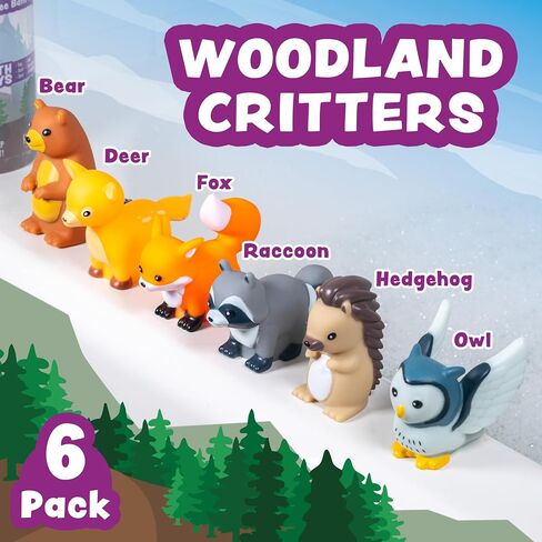 Tub Works® Woodland Animals Watertight Baby Bath Toys, 6 Pack | Sealed, No Hole Bath Toys Design Keeps Moisture Out | Soft, Squeezable & Float on Water | Easy-Grip Toddler Bath Toy Set for Kids Bath in Kuwait