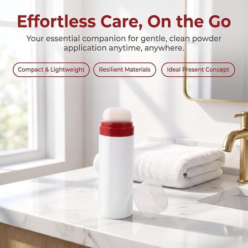 FENICAL Travel Baby Powder Dispenser Bottle, Refillable Talcum Powder Empty Bottle Portable Makeup Puff Case with Sifter Resuable Baby Puff Jar Safe Materials for Soft Skin, Random Color Lid in Kuwait