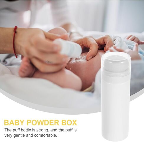 FENICAL Travel Baby Powder Dispenser Bottle, Refillable Talcum Powder Empty Bottle Portable Makeup Puff Case with Sifter Resuable Baby Puff Jar Safe Materials for Soft Skin, Random Color Lid in Kuwait