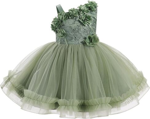 IDOPIP Toddler Flower Girl Lace Dress, Asymmetric Tiered Tulle Gown, 3M-6T | for Kids Baby Pageant Wedding Birthday Party Dresses, Formal First Communion Graduation Dance Prom, Casual Photoshoot Gown in Kuwait