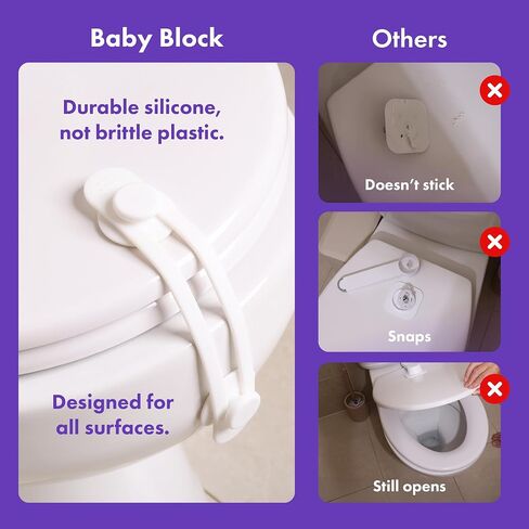 Toilet Locks Baby Proof (2 Pack) – Fits All Toilet Models – Universal Child Proof Toilet Seat Lock, Flexible Silicone Strap with 3M Adhesive, Toilet Lid Lock for Toddlers & Pets in Kuwait