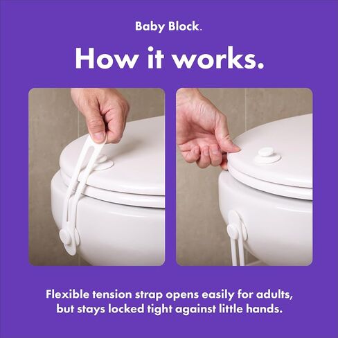 Toilet Locks Baby Proof (2 Pack) – Fits All Toilet Models – Universal Child Proof Toilet Seat Lock, Flexible Silicone Strap with 3M Adhesive, Toilet Lid Lock for Toddlers & Pets in Kuwait