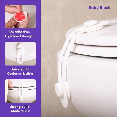 Toilet Locks Baby Proof (2 Pack) – Fits All Toilet Models – Universal Child Proof Toilet Seat Lock, Flexible Silicone Strap with 3M Adhesive, Toilet Lid Lock for Toddlers & Pets in Kuwait