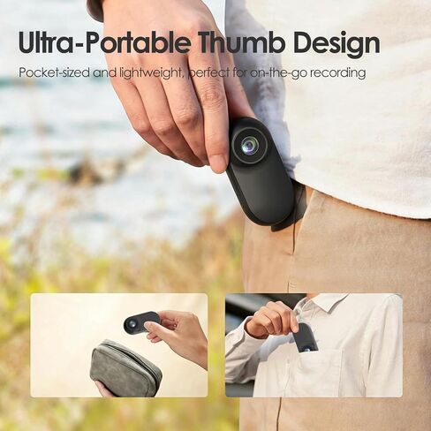 Mini Body Camera, Thumb Size Wearable 1080P Action Camera with 16GB | Magnetic Necklace POV Cam, Helmet Mount,Mounting Kit for Cycling,Vlogging,Sports,Up to 128GB Expandable,Gift for Men & Women in Kuwait