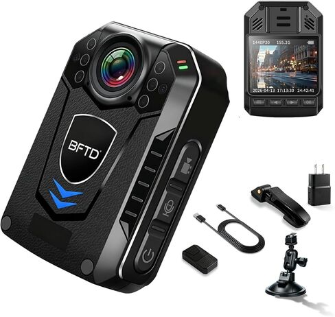 2K Body Camera with Audio and Video, 128GB Body Worn Camera, 10H Recording, Night Vision, IP67 Waterproof, 140° Wide Angle, Wearable Cam for Law Enforcement, Security & Outdoor Work in Kuwait