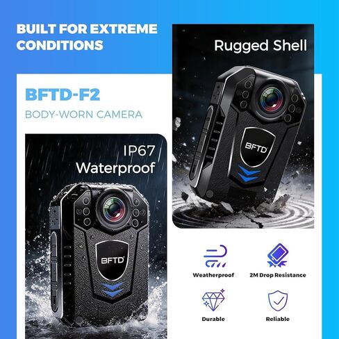2K Body Camera with Audio and Video, 128GB Body Worn Camera, 10H Recording, Night Vision, IP67 Waterproof, 140° Wide Angle, Wearable Cam for Law Enforcement, Security & Outdoor Work in Kuwait