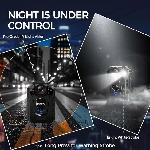 2K Body Camera with Audio and Video, 128GB Body Worn Camera, 10H Recording, Night Vision, IP67 Waterproof, 140° Wide Angle, Wearable Cam for Law Enforcement, Security & Outdoor Work in Kuwait
