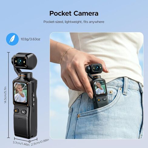 2K Vlogging Camera with 180° Rotating Lens, Handheld Pocket POV Video Camera, WiFi App, 7H Battery, 1.69" Screen, 32GB Card Included for YouTube, TikTok, Travel, Content Creators & Daily Vlogs in Kuwait