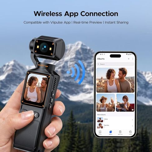 2K Vlogging Camera with 180° Rotating Lens, Handheld Pocket POV Video Camera, WiFi App, 7H Battery, 1.69" Screen, 32GB Card Included for YouTube, TikTok, Travel, Content Creators & Daily Vlogs in Kuwait