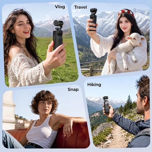 2K Vlogging Camera with 180° Rotating Lens, Handheld Pocket POV Video Camera, WiFi App, 7H Battery, 1.69" Screen, 32GB Card Included for YouTube, TikTok, Travel, Content Creators & Daily Vlogs in Kuwait