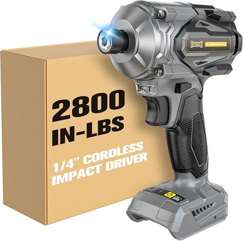 DIYtoolifz Cordless Impact Driver 1/4" Compatible with Dewalt 20V Battery (Tool Only), 2800 In-lbs Brushless Impact Drill, 3900 RPM Compact Driver Tool for Home Projects, Auto-Stop & LED Light in Kuwait