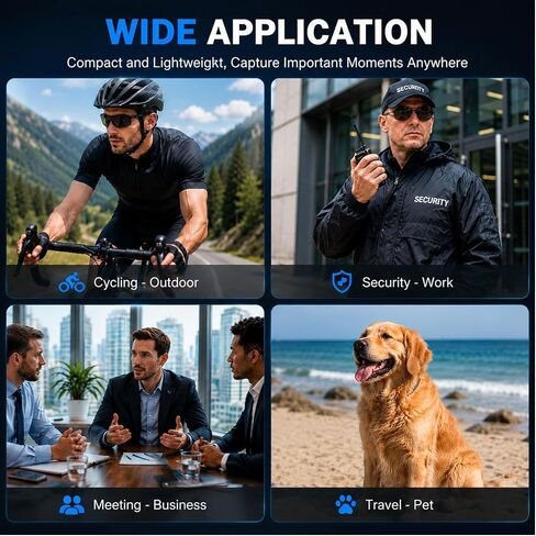2K Body Camera with 15H Battery, 180° Rotating Lens, Auto Image Flip, Wearable POV Camera with 32GB Card, Magnetic Clip & 1/4 Mount for Cycling, Travel, Vlogging & Outdoor Adventures in Kuwait