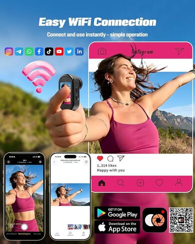 Mini Body Camera, 4K Action Camera Wearable POV Thumb Camera | Magnetic with 1.47" Screen, 360°Rotatable Clip, IP65 Waterproof Thumb Size for TikTok YouTube Vlogging Traveling (32GB Crad) in Kuwait
