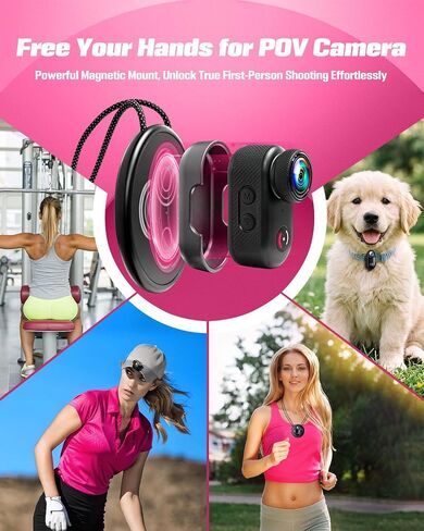 Mini Body Camera, 4K Action Camera Wearable POV Thumb Camera | Magnetic with 1.47" Screen, 360°Rotatable Clip, IP65 Waterproof Thumb Size for TikTok YouTube Vlogging Traveling (32GB Crad) in Kuwait