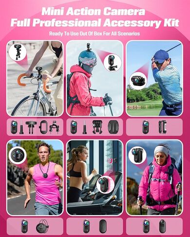 Mini Body Camera, 4K Action Camera Wearable POV Thumb Camera | Magnetic with 1.47" Screen, 360°Rotatable Clip, IP65 Waterproof Thumb Size for TikTok YouTube Vlogging Traveling (32GB Crad) in Kuwait