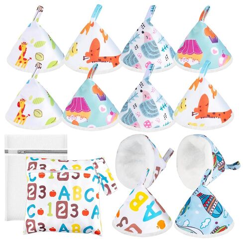 12 Pcs Flannel Pee Covers for Baby Boys with Storage Bag & Laundry Bag, Reusable Peepeeteepe Baby Boy, Strong Absorbent Pee Shield Pee Tent for Diaper Changes for New Parents Gift(B) in Kuwait