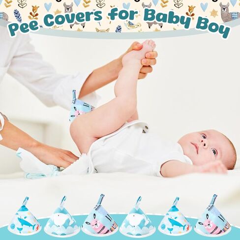 6 Pcs Pee Covers for Baby Boys, Strong Water Absorption Reusable Flannel Peepeeteepe Baby Boy with Hanging Loop, Strong Absorbent Pee Shield Pee Tent for Diaper Changes (6Pcs-Blue) in Kuwait