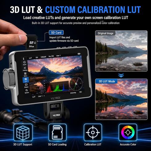 VILTROX DC550 Pro II 5.5" 4K@60 HDMI2.0 Field Monitor(2026) 1400nits Touch Screen Camera Monitor with USB-C/Wi-Fi Kamera Control Onion Skin for Stop Motion 3D LUT Zebra Waveform Video Monitors in Kuwait