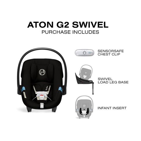 Aton G2 Swivel Infant Car Seat with Load Leg Base - Moon Black in Kuwait