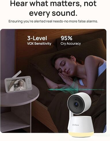 Dr.Care LumiView Plus Smart WiFi Baby Monitor with Clip Mount - 5.5" 1080P Split Screen & 2K Camera, Privacy Mode, Cry & Motion Alerts, 5000mAh Removable Battery, RGB Night Light, HD Night Vision in Saudi Arabia
