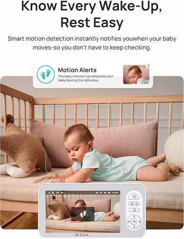 Dr.Care LumiView Plus Smart WiFi Baby Monitor with Clip Mount - 5.5" 1080P Split Screen & 2K Camera, Privacy Mode, Cry & Motion Alerts, 5000mAh Removable Battery, RGB Night Light, HD Night Vision in Kuwait