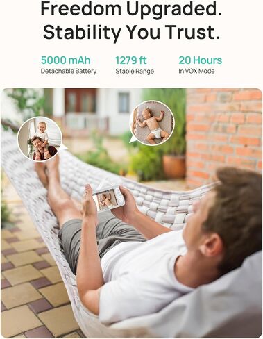 Dr.Care LumiView Plus Smart WiFi Baby Monitor with Clip Mount - 5.5" 1080P Split Screen & 2K Camera, Privacy Mode, Cry & Motion Alerts, 5000mAh Removable Battery, RGB Night Light, HD Night Vision in Saudi Arabia